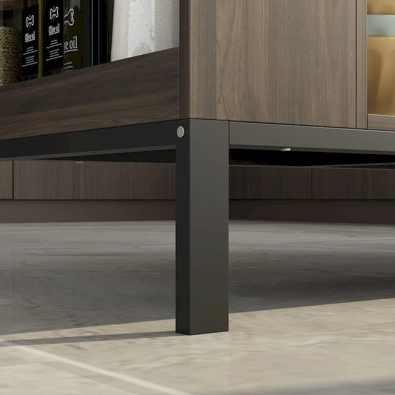 55.1 W Buffet Kitchen Island Cabinet with Open Shelves Two Drawers