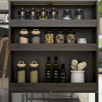 55.1 W Buffet Kitchen Island Cabinet with Open Shelves Two Drawers