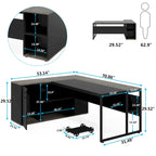 71 inch L Shaped Executive Desk with Cabinet