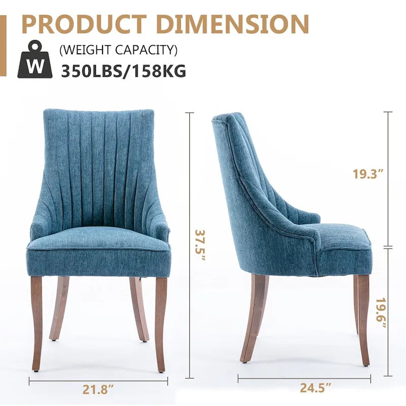 Wingback Upholstered Dining Chairs Set of 2, Fabric Side Dining Room Chairs, Living Room Chairs for Home Kitchen