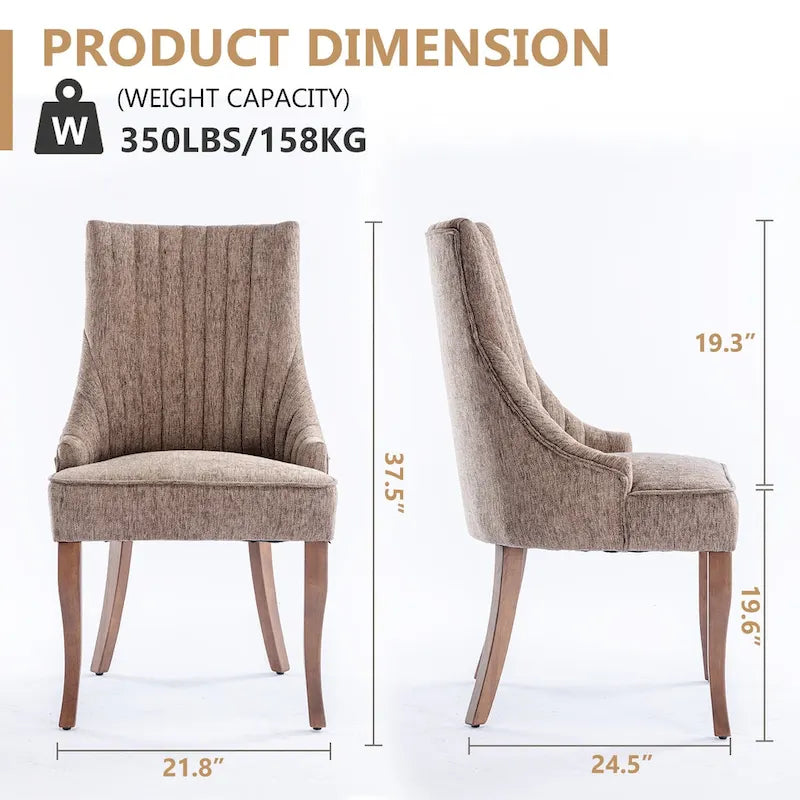 Wingback Upholstered Dining Chairs Set of 2, Fabric Side Dining Room Chairs, Living Room Chairs for Home Kitchen