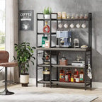 43 inch Kitchen Bakers Rack with Microwave Stand 5-Tier Kitchen Utility Storage Shelf Rack and10 Hooks for Kitchen Living Room