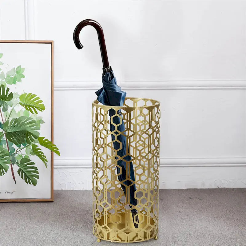 Adeco Multipurpose End Table Metal Shelf Holder Organizer Entrance Umbrella Stand - 9. 25  x 9. 25  x 18. 78