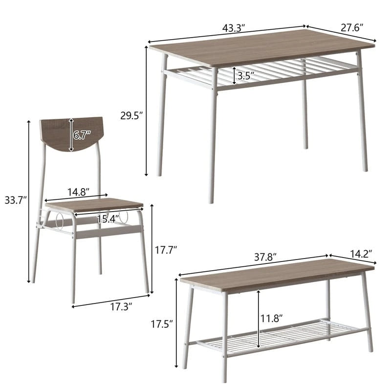 Steel Frame 6-Piece Modern Dining Set for Kitchen