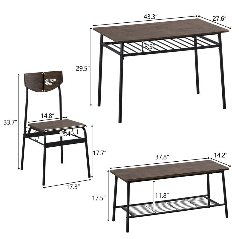 Steel Frame 6-Piece Modern Dining Set for Kitchen