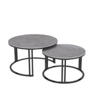 2X Round Nested Coffee Table SinteredStone Top Metal Tables - 27x16