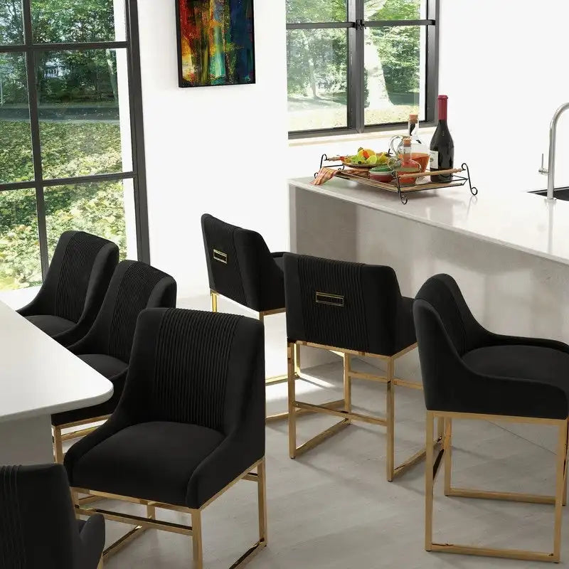SEYNAR Contempoary Velvet Dining Chair with Metal Frame Legs, set of 6