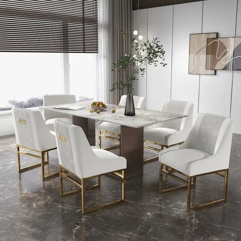 SEYNAR Contempoary Velvet Dining Chair with Metal Frame Legs, set of 6