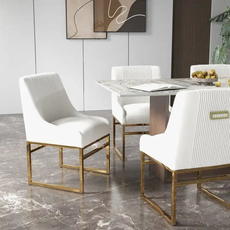 SEYNAR Contempoary Velvet Dining Chair with Metal Frame Legs, set of 6