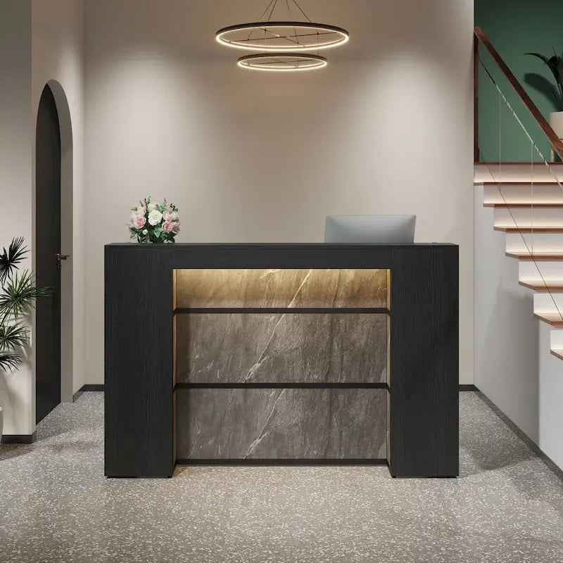63 Inch Reception Desk with LED Lights for Store Office