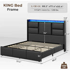 Bed Frame with Tall Stroage Headboard Platform Bed Frame