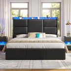 Bed Frame with Tall Stroage Headboard Platform Bed Frame