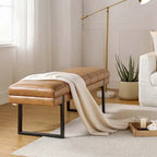 Laurens Modern 52.5  Channel Tufted Bench with Mental Legs by HULALA HOME