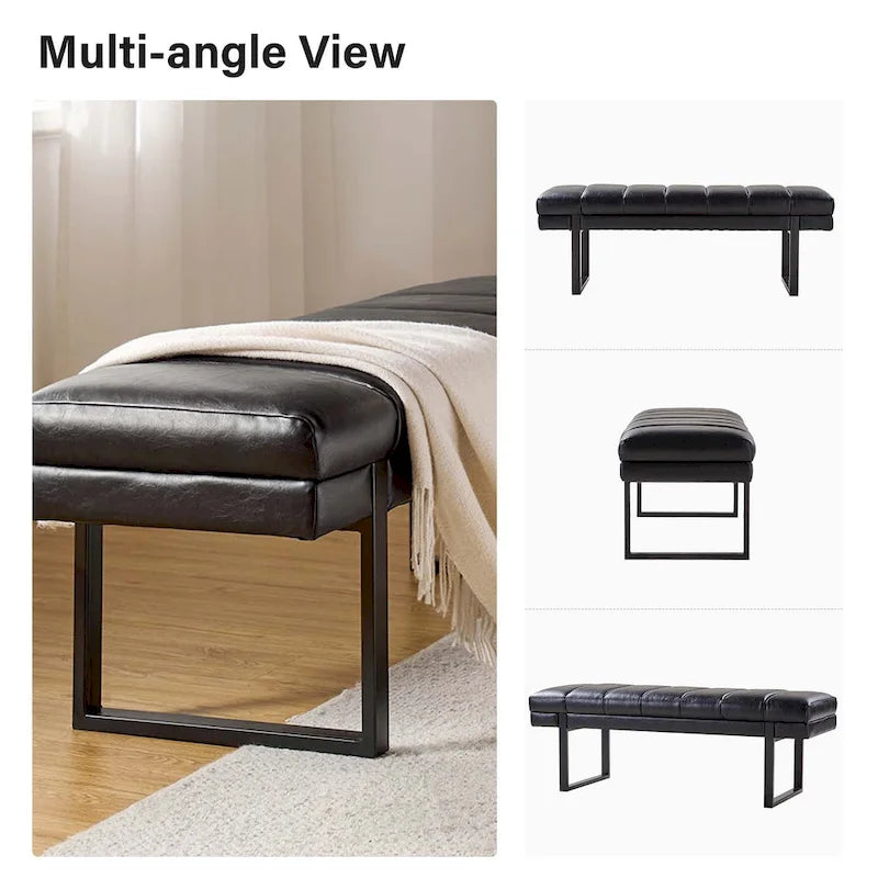 Laurens Modern 52.5  Channel Tufted Bench with Mental Legs by HULALA HOME