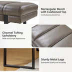 Laurens Modern 52.5  Channel Tufted Bench with Mental Legs by HULALA HOME
