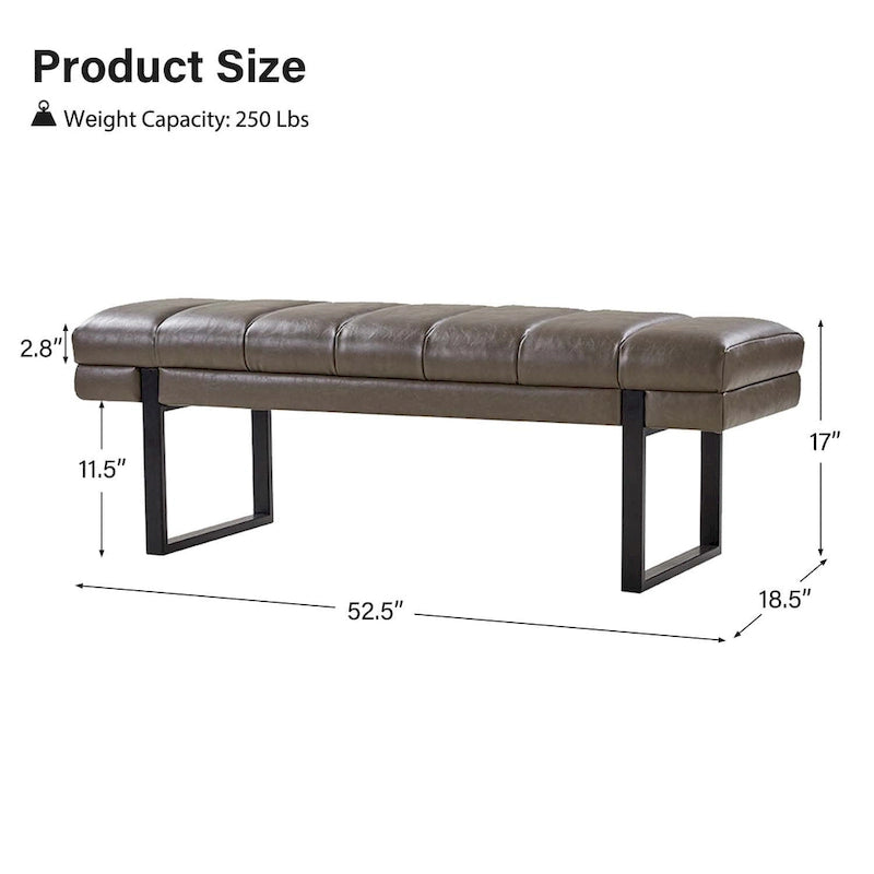 Laurens Modern 52.5  Channel Tufted Bench with Mental Legs by HULALA HOME