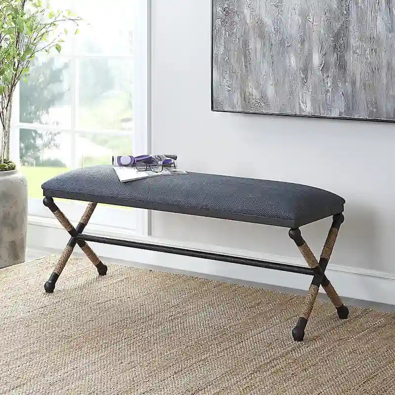 Uttermost Firth Rustic Navy Bench - 48 W x 21 H x 16 D