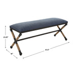 Uttermost Firth Rustic Navy Bench - 48 W x 21 H x 16 D
