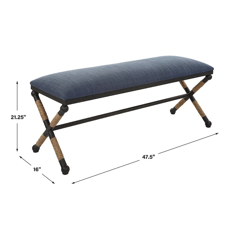 Uttermost Firth Rustic Navy Bench - 48 W x 21 H x 16 D