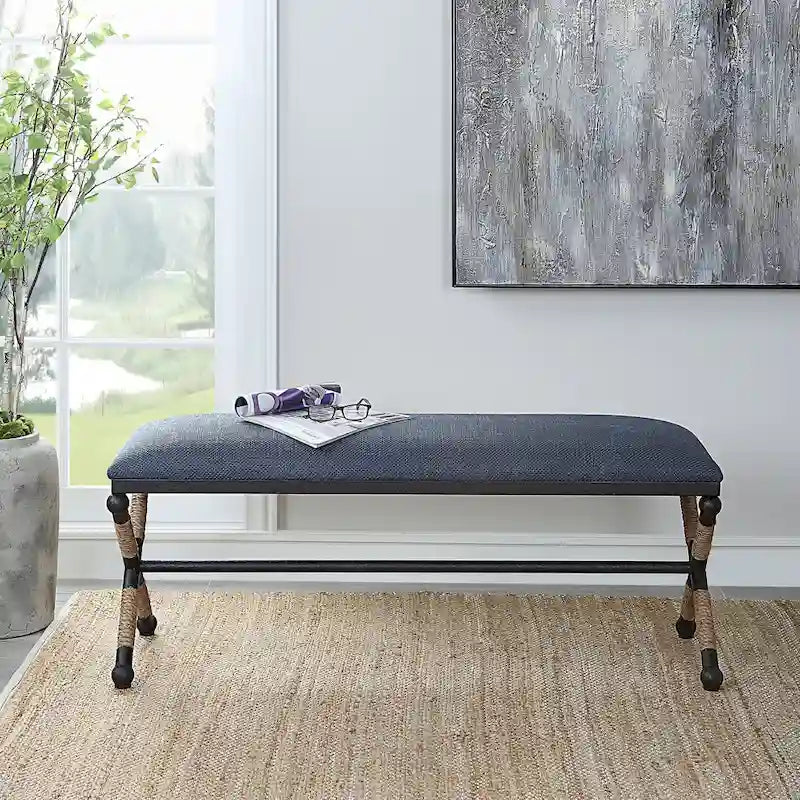 Uttermost Firth Rustic Navy Bench - 48 W x 21 H x 16 D