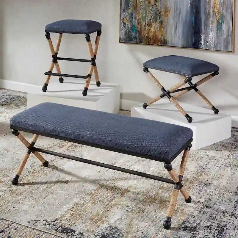 Uttermost Firth Rustic Navy Bench - 48 W x 21 H x 16 D