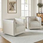 Esteban Modern Leather Upholstered Swivel Barrel Chair Set of 2 by
