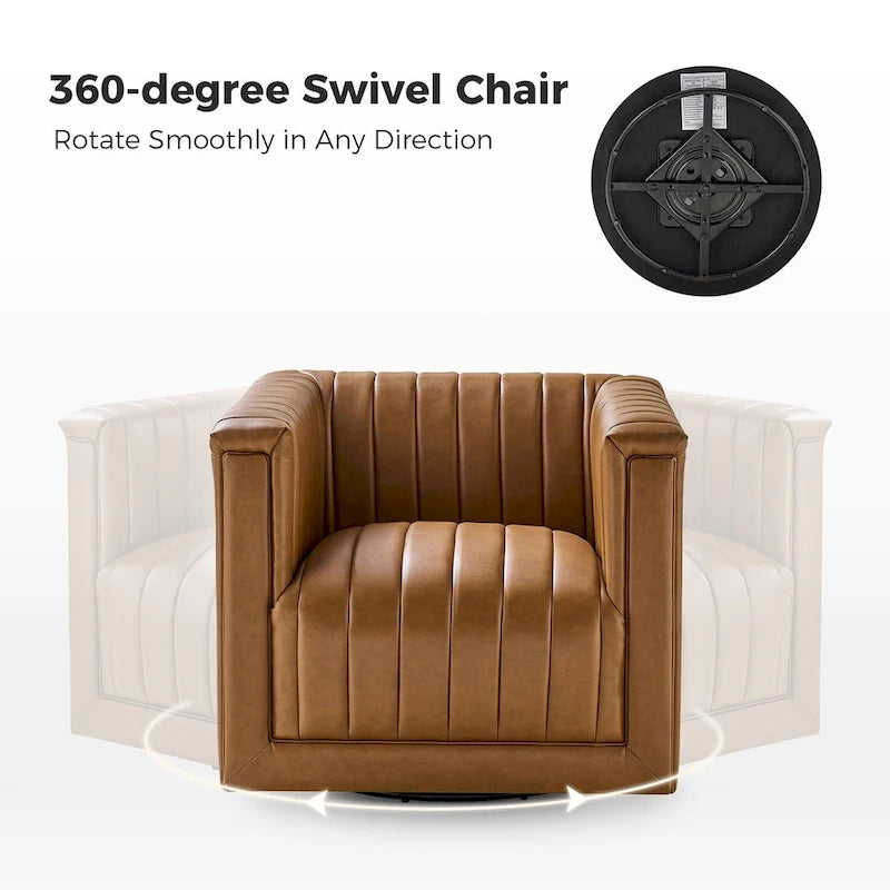 Esteban Modern Leather Upholstered Swivel Barrel Chair Set of 2 by