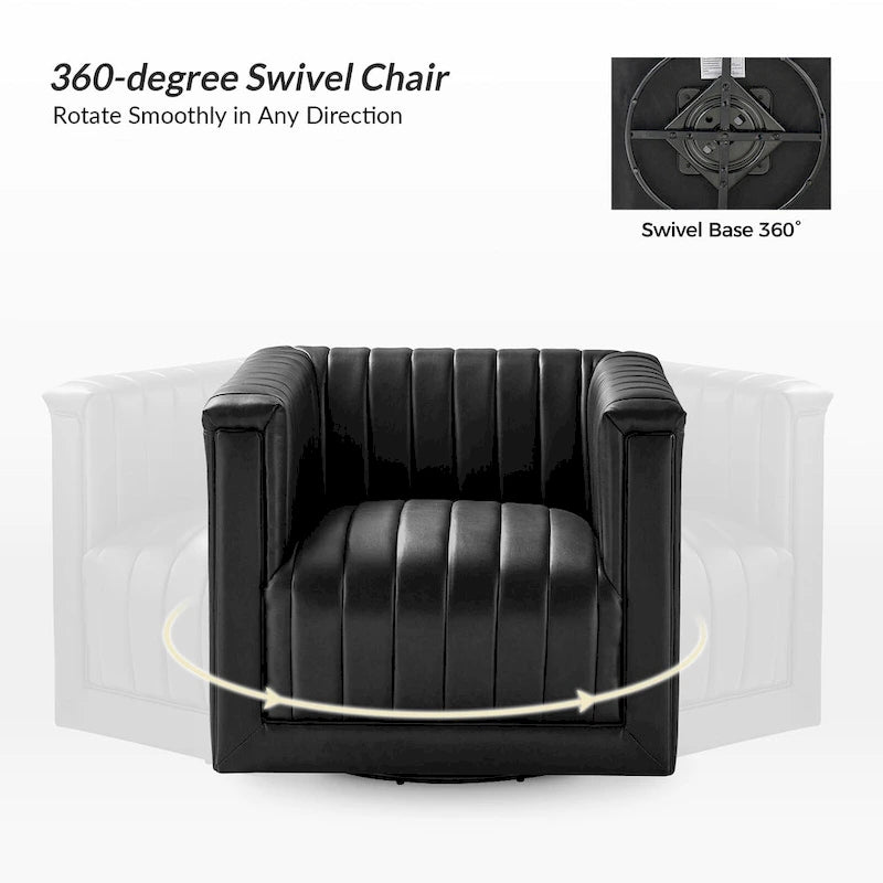 Esteban Modern Leather Upholstered Swivel Barrel Chair Set of 2 by