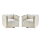 Esteban Modern Leather Upholstered Swivel Barrel Chair Set of 2 by