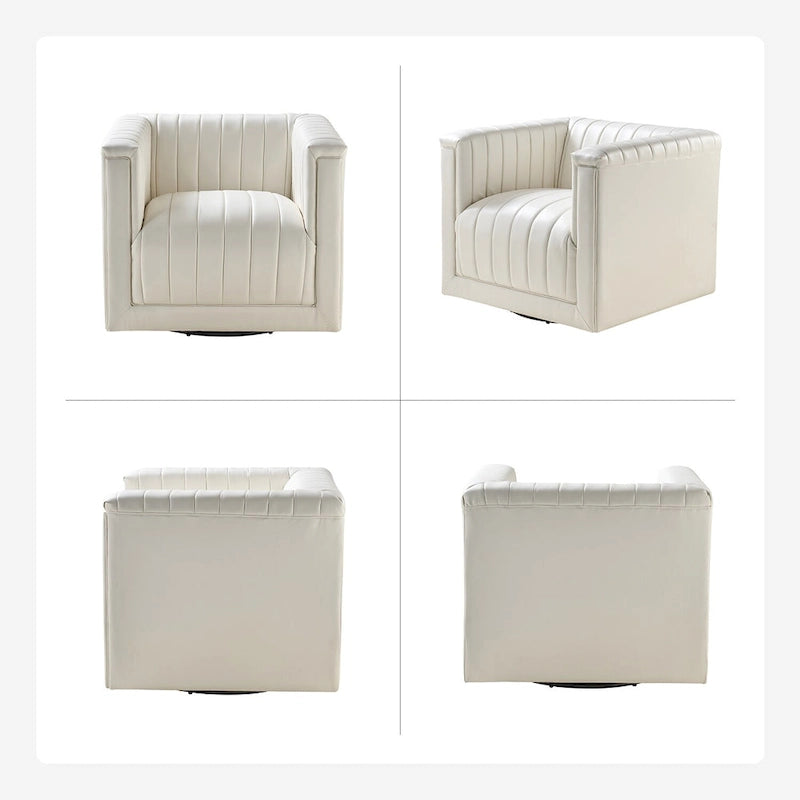 Esteban Modern Leather Upholstered Swivel Barrel Chair Set of 2 by