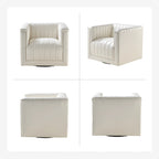 Esteban Modern Leather Upholstered Swivel Barrel Chair Set of 2 by