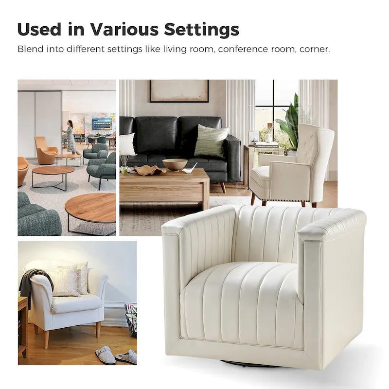 Esteban Modern Leather Upholstered Swivel Barrel Chair Set of 2 by
