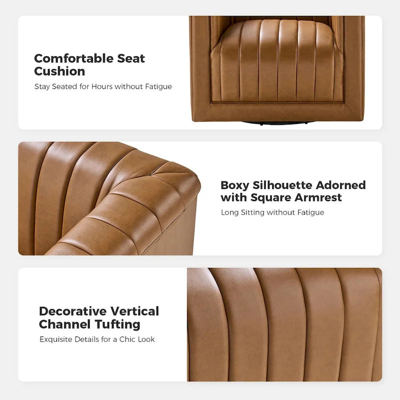 Esteban Modern Leather Upholstered Swivel Barrel Chair Set of 2 by