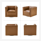 Esteban Modern Leather Upholstered Swivel Barrel Chair Set of 2 by