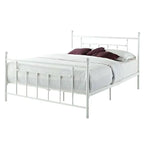 Full size White Metal Platform Bed Frame with Headboard and Footboard
