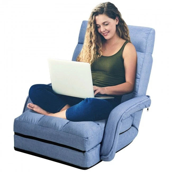 Folding Lazy Floor Chair Sofa with Armrests and Pillow - 22  x 26  x 29  (L x W x H)