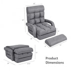 Folding Lazy Floor Chair Sofa with Armrests and Pillow - 22  x 26  x 29  (L x W x H)