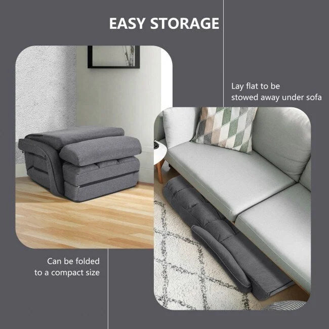 Folding Lazy Floor Chair Sofa with Armrests and Pillow - 22  x 26  x 29  (L x W x H)