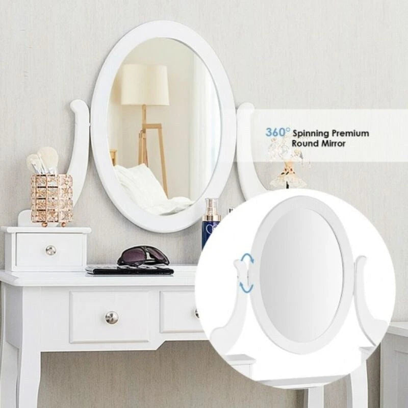 Vanity Make Up Table Set Dressing Table Set with 5 Drawers - 31.5  x 16  x 53.5  ( L x W x H )