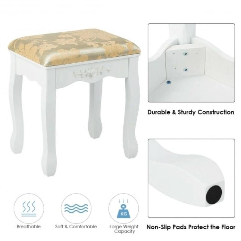 Vanity Make Up Table Set Dressing Table Set with 5 Drawers - 31.5  x 16  x 53.5  ( L x W x H )