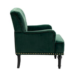 Geltrude Transitional Upholstered Button Tufted Club Chair with turned wooden Legs by HULALA HOME