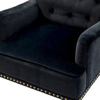 Geltrude Transitional Upholstered Button Tufted Club Chair with turned wooden Legs by HULALA HOME
