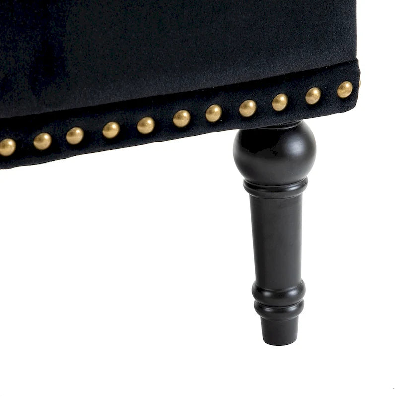 Geltrude Transitional Upholstered Button Tufted Club Chair with turned wooden Legs by HULALA HOME