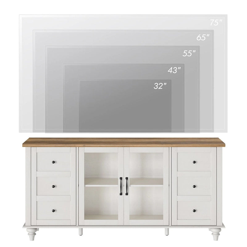 WAMPAT Farmhouse Sliding Barn Door TV Stands Storage Cabinets Entertainment Stand for TVs Up to 65