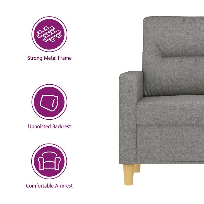 vidaXL 2-Seater Sofa Dark Gray 55.1  Fabric - 62.2  x 30.3  x 31.5
