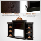 70-Inch Brown Media Entertainment Center with Bookcase and Fireplace Cabinet - 70  x 11 x 45 (L x W x H)