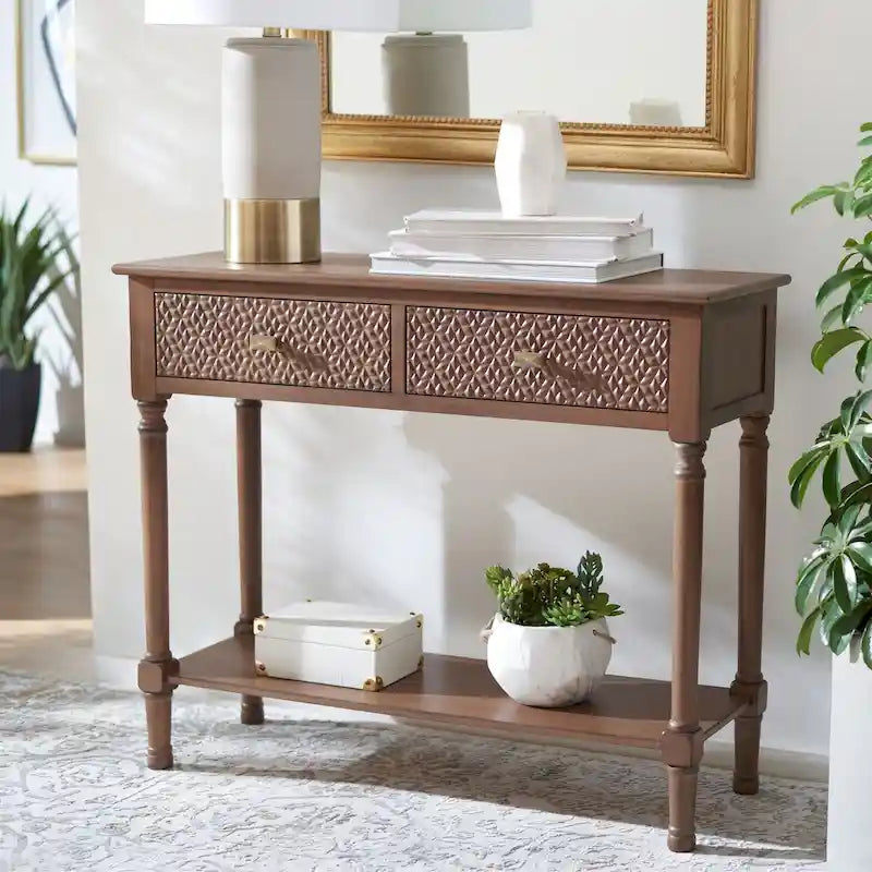 SAFAVIEH Salina 2-Drawer Console Table - 35.5  W x 13  L x 29.5  H - 36Wx13Dx30H