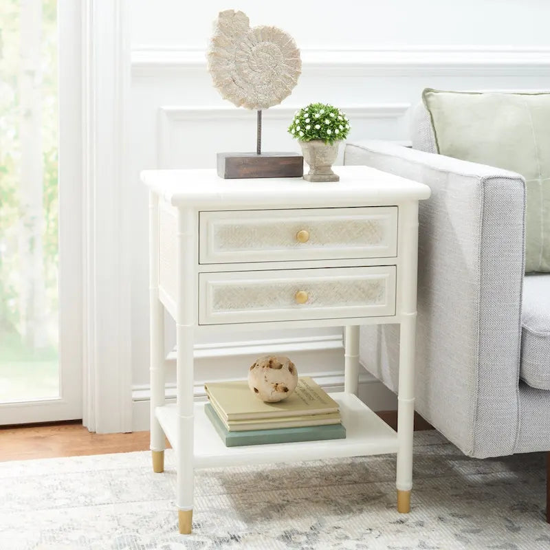 SAFAVIEH Dessa 2-Drawer 1-Shelf Accent Table. - 21  W x 18  D x 27  H - 21Wx18Dx27H