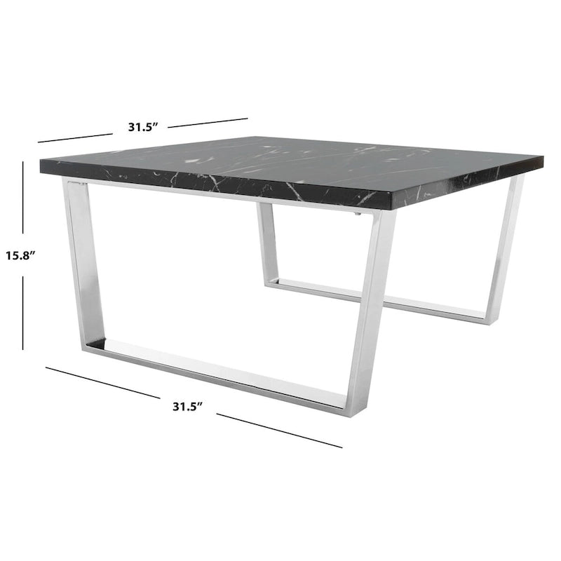 SAFAVIEH Bea Black/ Brass Square Coffee Table - 31.5  x 31.5  x 15.8  - 32Wx32Dx16H