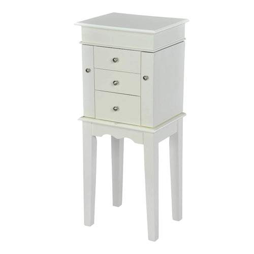Antique White Jewelry Armoire Cabinet Organizer - N/A
